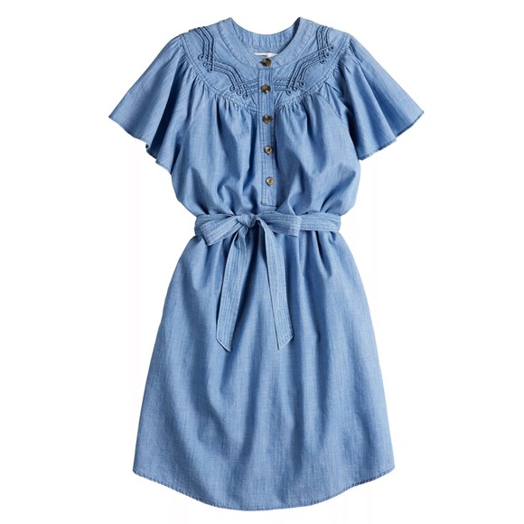 Women's Sonoma Goods For Life 100% Cotton Flutter Sleeve Dress w pockets - Picture 2 of 11
